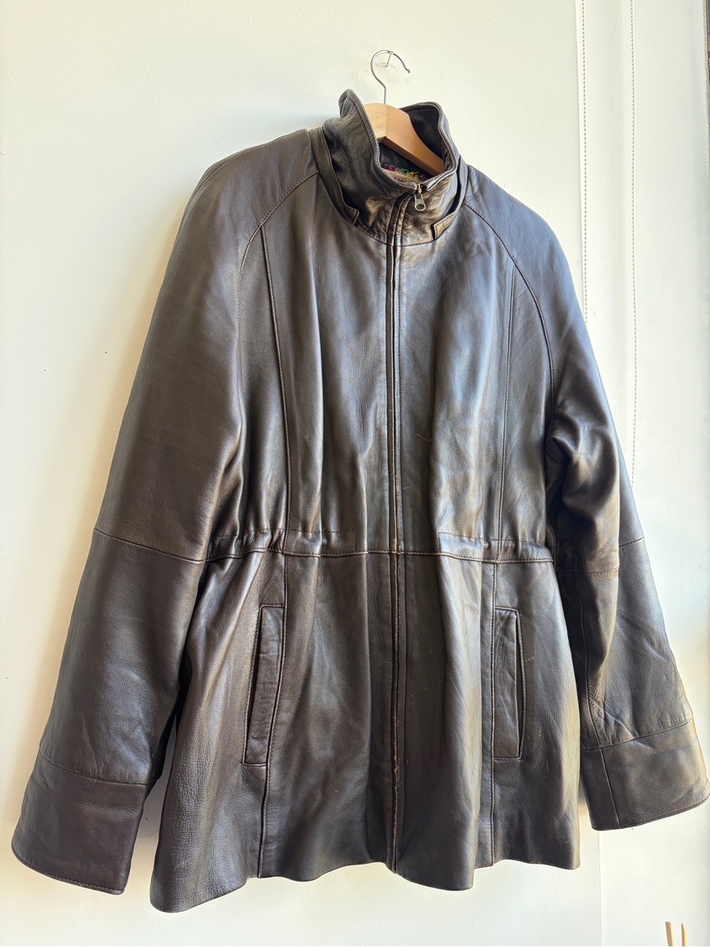 Christian Reed Genuine Leather Women’s Brown Jacket with quilted zip-in layer XL